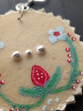 Native American Raw Hide Hand Painted Strawberry Earrings